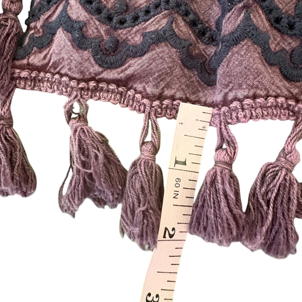 Boho Purple Embroidered Floral Tassel Kimono Cardigan Duster L Whimsigoth Fairy - Picture 10 of 11